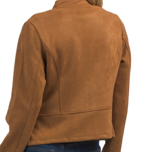 Solitaire by Anthropologie Suede Like Jacket Cognac Size Medium - Picture 6 of 6